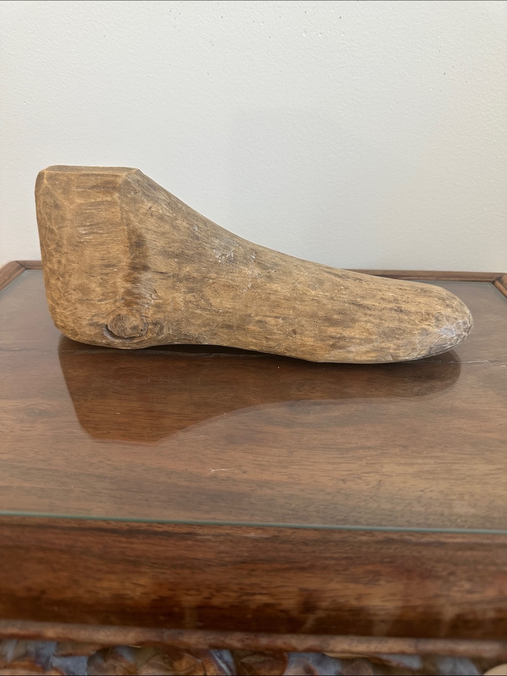 Vintage Wooden Shoe Mold - Rustic Display Form in Light Brown